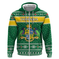 Personalized Dominica Christmas Zip Hoodie Coat of Arms Style - Wonder Print Shop