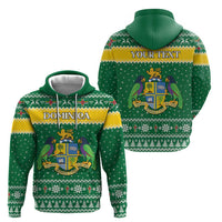 Personalized Dominica Christmas Zip Hoodie Coat of Arms Style - Wonder Print Shop