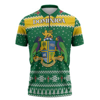 Personalized Dominica Christmas Zipper Polo Shirt Coat of Arms Style - Wonder Print Shop