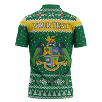 Personalized Dominica Christmas Zipper Polo Shirt Coat of Arms Style - Wonder Print Shop