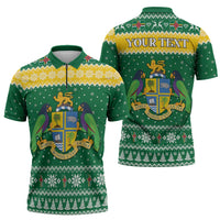 Personalized Dominica Christmas Zipper Polo Shirt Coat of Arms Style - Wonder Print Shop