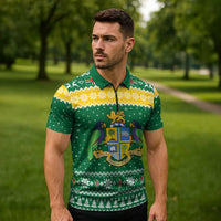 Personalized Dominica Christmas Zipper Polo Shirt Coat of Arms Style - Wonder Print Shop