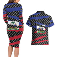 Haiti Beast Couples Matching Long Sleeve Bodycon Dress and Hawaiian Shirt Ripped Flag Graphic - Wonder Print Shop