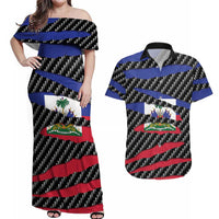 Haiti Beast Couples Matching Off Shoulder Maxi Dress and Hawaiian Shirt Ripped Flag Graphic - Wonder Print Shop