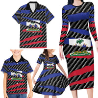 Haiti Beast Family Matching Long Sleeve Bodycon Dress and Hawaiian Shirt Ripped Flag Graphic - Wonder Print Shop
