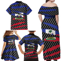 Haiti Beast Family Matching Off Shoulder Maxi Dress and Hawaiian Shirt Ripped Flag Graphic - Wonder Print Shop