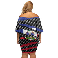 Haiti Beast Family Matching Off Shoulder Short Dress and Hawaiian Shirt Ripped Flag Graphic - Wonder Print Shop