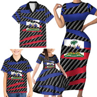 Haiti Beast Family Matching Short Sleeve Bodycon Dress and Hawaiian Shirt Ripped Flag Graphic - Wonder Print Shop
