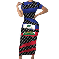 Haiti Beast Family Matching Short Sleeve Bodycon Dress and Hawaiian Shirt Ripped Flag Graphic - Wonder Print Shop