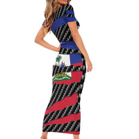 Haiti Beast Family Matching Short Sleeve Bodycon Dress and Hawaiian Shirt Ripped Flag Graphic - Wonder Print Shop