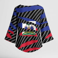 Haiti Beast Kimono Sleeve Blouse Ripped Flag Graphic - Wonder Print Shop