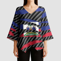 Haiti Beast Kimono Sleeve Blouse Ripped Flag Graphic - Wonder Print Shop