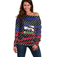 Haiti Beast Off Shoulder Sweater Ripped Flag Graphic - Wonder Print Shop