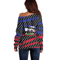 Haiti Beast Off Shoulder Sweater Ripped Flag Graphic - Wonder Print Shop