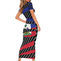 Haiti Beast Short Sleeve Bodycon Dress Ripped Flag Graphic - Wonder Print Shop