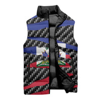 Haiti Beast Sleeveless Puffer Jacket Ripped Flag Graphic - Wonder Print Shop