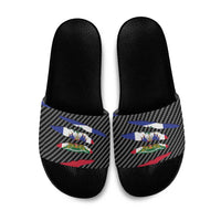 Haiti Beast Slide Sandals Ripped Flag Graphic - Wonder Print Shop