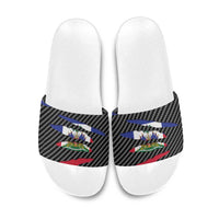 Haiti Beast Slide Sandals Ripped Flag Graphic - Wonder Print Shop