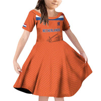 Custom World Football 2026 Netherlands Family Matching Off Shoulder Short Dress and Hawaiian Shirt Holland Oranje Dutch Lion - Wonder Print Shop