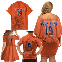 Custom World Football 2026 Netherlands Family Matching Off Shoulder Short Dress and Hawaiian Shirt Holland Oranje Dutch Lion - Wonder Print Shop
