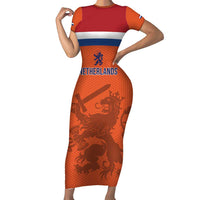 Custom World Football 2026 Netherlands Family Matching Short Sleeve Bodycon Dress and Hawaiian Shirt Holland Oranje Dutch Lion - Wonder Print Shop
