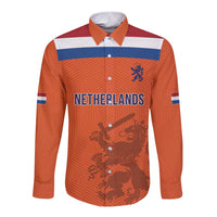 Custom World Football 2026 Netherlands Long Sleeve Button Shirt Holland Oranje Dutch Lion - Wonder Print Shop