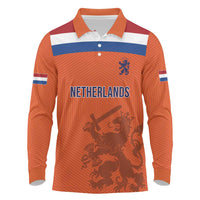 Custom World Football 2026 Netherlands Long Sleeve Polo Shirt Holland Oranje Dutch Lion - Wonder Print Shop
