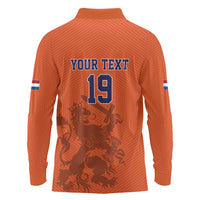 Custom World Football 2026 Netherlands Long Sleeve Polo Shirt Holland Oranje Dutch Lion - Wonder Print Shop