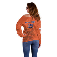 Custom World Football 2026 Netherlands Off Shoulder Sweater Holland Oranje Dutch Lion - Wonder Print Shop