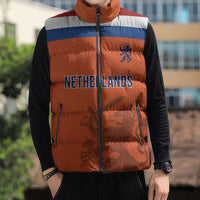 Custom World Football 2026 Netherlands Sleeveless Puffer Jacket Holland Oranje Dutch Lion - Wonder Print Shop