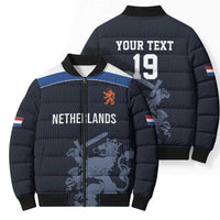 Custom World Football 2026 Netherlands Bomber Puffer Jacket Holland Navy Dutch Lion - Wonder Print Shop