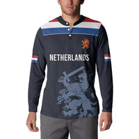 Custom World Football 2026 Netherlands Button Sweatshirt Holland Navy Dutch Lion - Wonder Print Shop