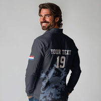 Custom World Football 2026 Netherlands Long Sleeve Polo Shirt Holland Navy Dutch Lion - Wonder Print Shop