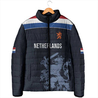 Custom World Football 2026 Netherlands Padded Jacket Holland Navy Dutch Lion - Wonder Print Shop