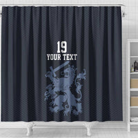 Custom World Football 2026 Netherlands Shower Curtain Holland Navy Dutch Lion - Wonder Print Shop