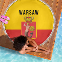 Warsaw Capital of Poland Beach Blanket Royal Syrenka Heraldic Design
