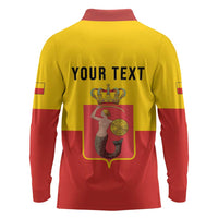 Personalized Warsaw Capital of Poland Long Sleeve Polo Shirt Royal Syrenka Heraldic Design