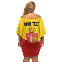 Personalized Warsaw Capital of Poland Off Shoulder Short Dress Royal Syrenka Heraldic Design