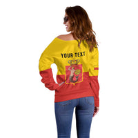 Personalized Warsaw Capital of Poland Off Shoulder Sweater Royal Syrenka Heraldic Design