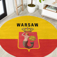 Warsaw Capital of Poland Round Carpet Royal Syrenka Heraldic Design