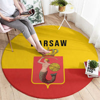 Warsaw Capital of Poland Round Carpet Royal Syrenka Heraldic Design