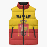 Personalized Warsaw Capital of Poland Sleeveless Puffer Jacket Royal Syrenka Heraldic Design