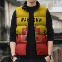 Personalized Warsaw Capital of Poland Sleeveless Puffer Jacket Royal Syrenka Heraldic Design