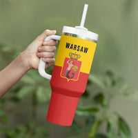 Personalized Warsaw Capital of Poland Tumbler With Handle Royal Syrenka Heraldic Design