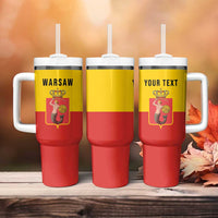 Personalized Warsaw Capital of Poland Tumbler With Handle Royal Syrenka Heraldic Design