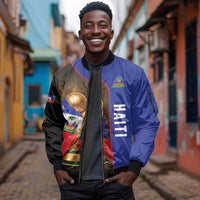Personalized Afro Haiti Football 2026 Sleeve Zip Bomber Jacket Trophy Flag Pride Art