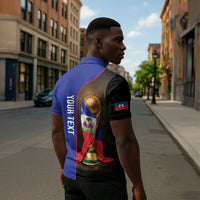 Personalized Afro Haiti Football 2026 Zipper Polo Shirt Trophy Flag Pride Art