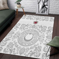 World Football 2026 Turkey Area Rug Crescent Stars Ottoman Baroque White Version