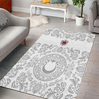 World Football 2026 Turkey Area Rug Crescent Stars Ottoman Baroque White Version