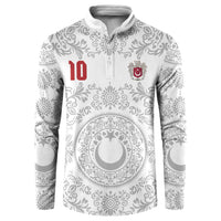 Custom World Football 2026 Turkey Button Sweatshirt Crescent Stars Ottoman Baroque White Version
